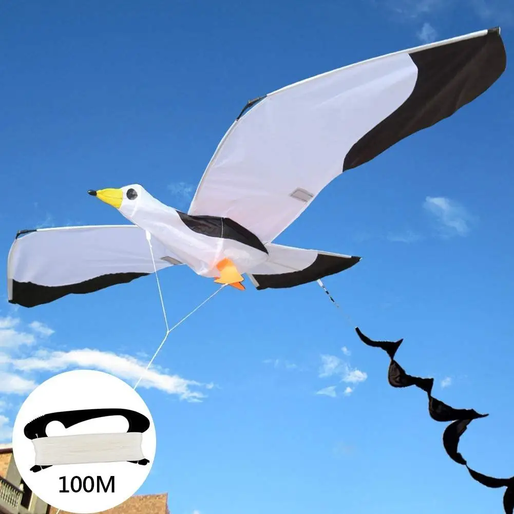 Deti Realistický 3D Seagull Kite Lietania Hra Vonkajšie Športové Zábavná Hračka s 100m Line Zábavné Športové Vzdelávacie Darčeky Pre Deti Dospelých