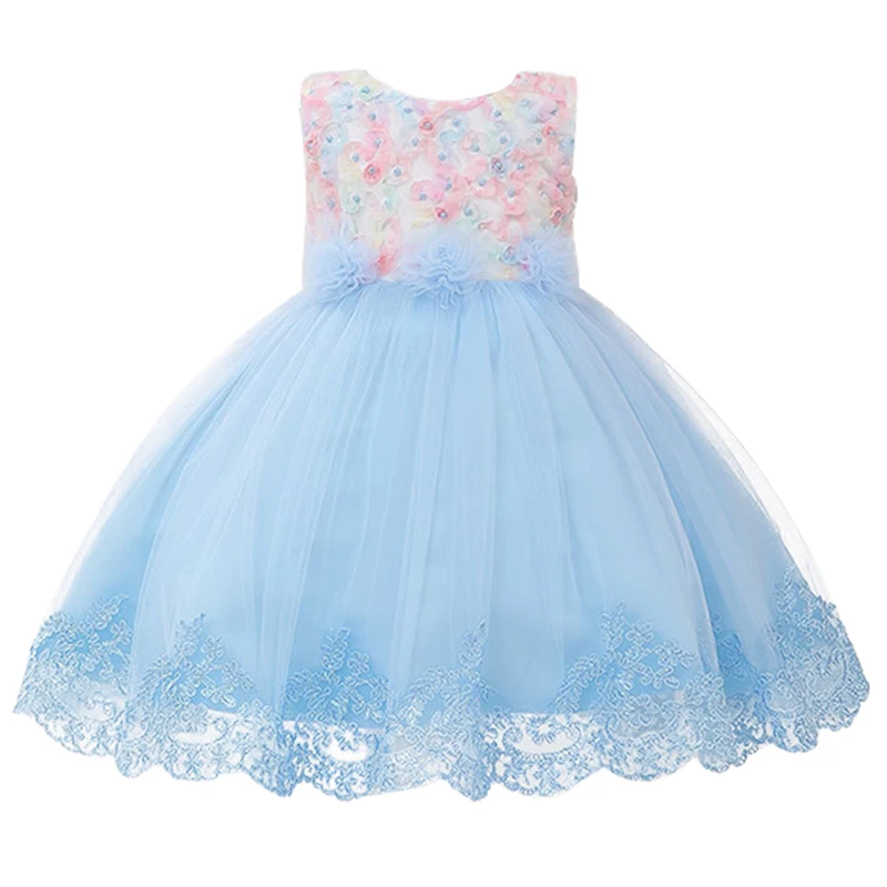 Detské šaty princezná šaty vyšívané kvet korálkové dievča čipky šaty flower girl bez rukávov sukne