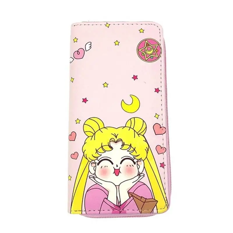 Dievča Sailor Moon PU Kožené Peňaženky Ženy Dlhý Zips na Mince Peňaženky Spojka Dizajn Peňaženky Žena Peniaze z Kreditnej Karty Držiteľ