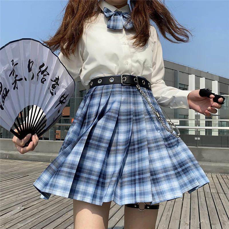 Dievčatá Skladaná Sukňa Harajuka Módne Kawaii Sladké A-line Vysoký Pás Kockované Sukni, Ženské Módne Študent Voľné Mini Sukne 2020