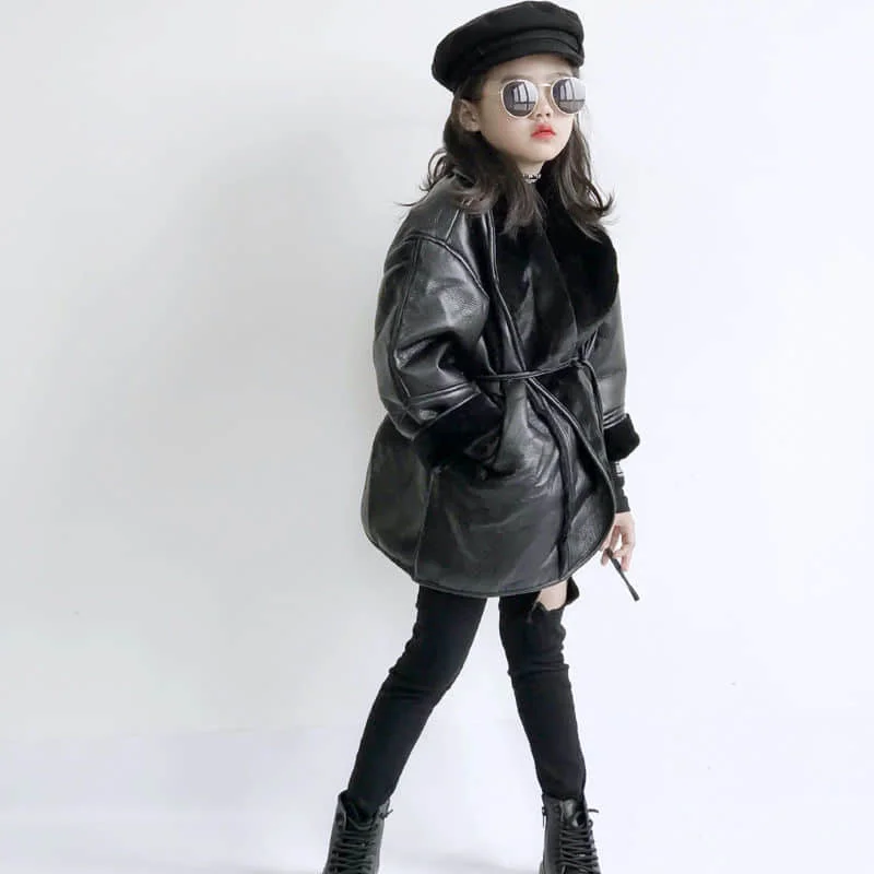 Dievčenské bundy 2020 jeseň a v zime nový kórejský štýl, super mäkké umyté kožušiny jeden kus pás módna bunda