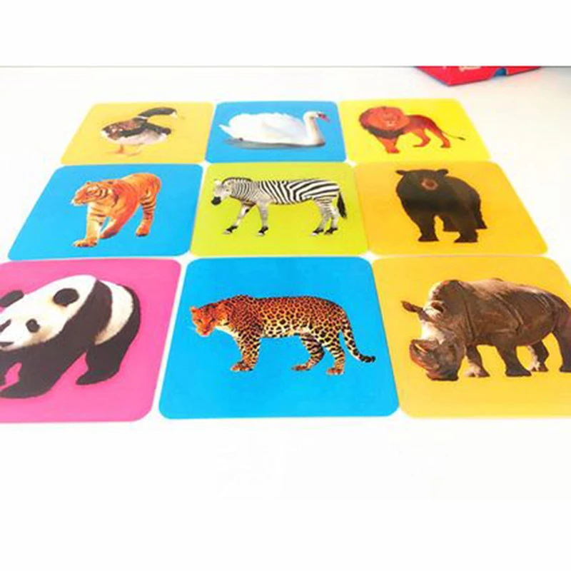 Dieťa Osvietenie Skoro 3D vzdelávacie hračky Kognitívne Karty ovocie Zvierat Lev, Tiger Karty Montessori Materiálmi anglický Hry
