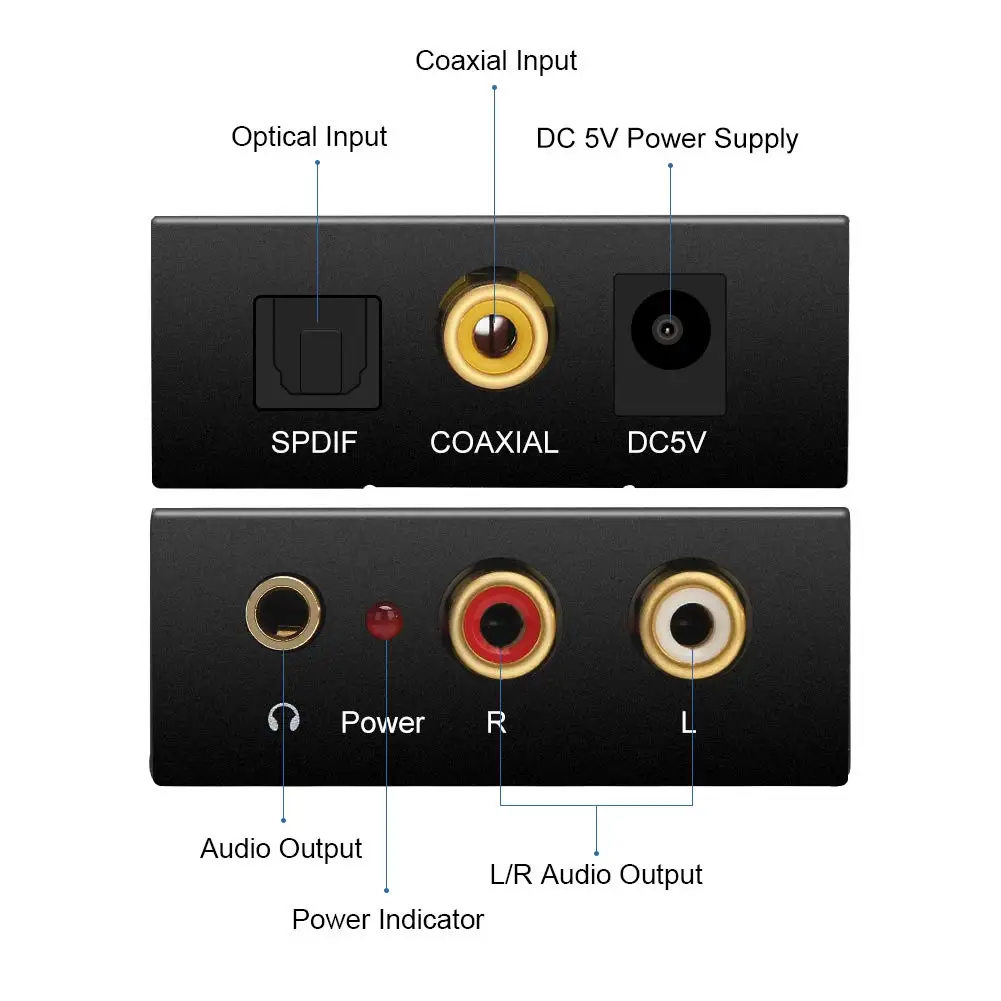 Digitálny Optický Koaxiálny Na Analógový 2RCA L/R Audio Prevodníky DC 5V 1A Audio Converter Adaptér 3,5 mm Audio Jack-USB Kábel