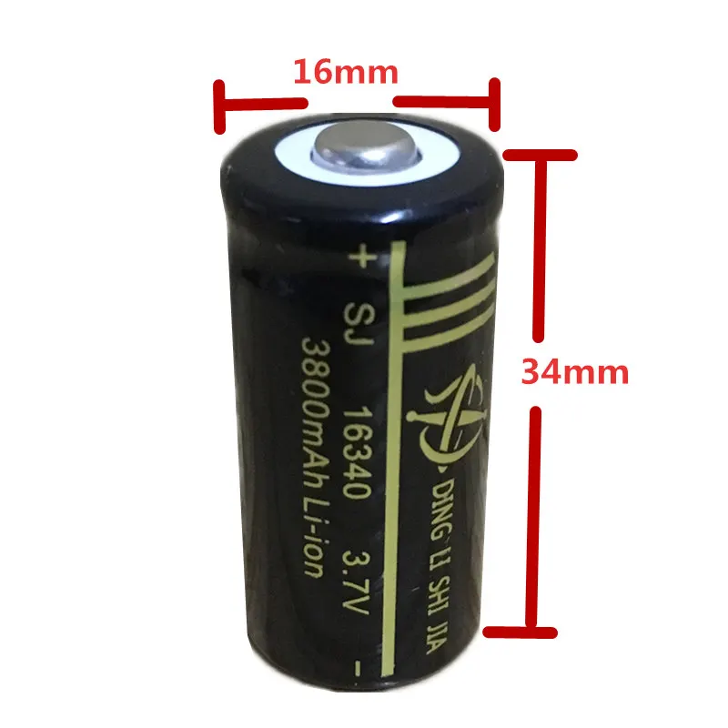DING LI SHI ŤIA Nové 2ks 16340 Nabíjateľná batéria lítium 3800mAh 3,7 V Laserové pero, červená a zelená vonkajšie linky batérie