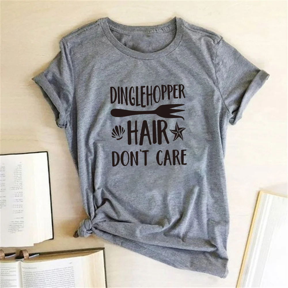 Dinglehopper Vlasy Dont Care T-Shirt, Malá Morská Víla Ariel Tričko Krátky Rukáv Grafické Tees Topy Dámske 2020 Magliette Donna