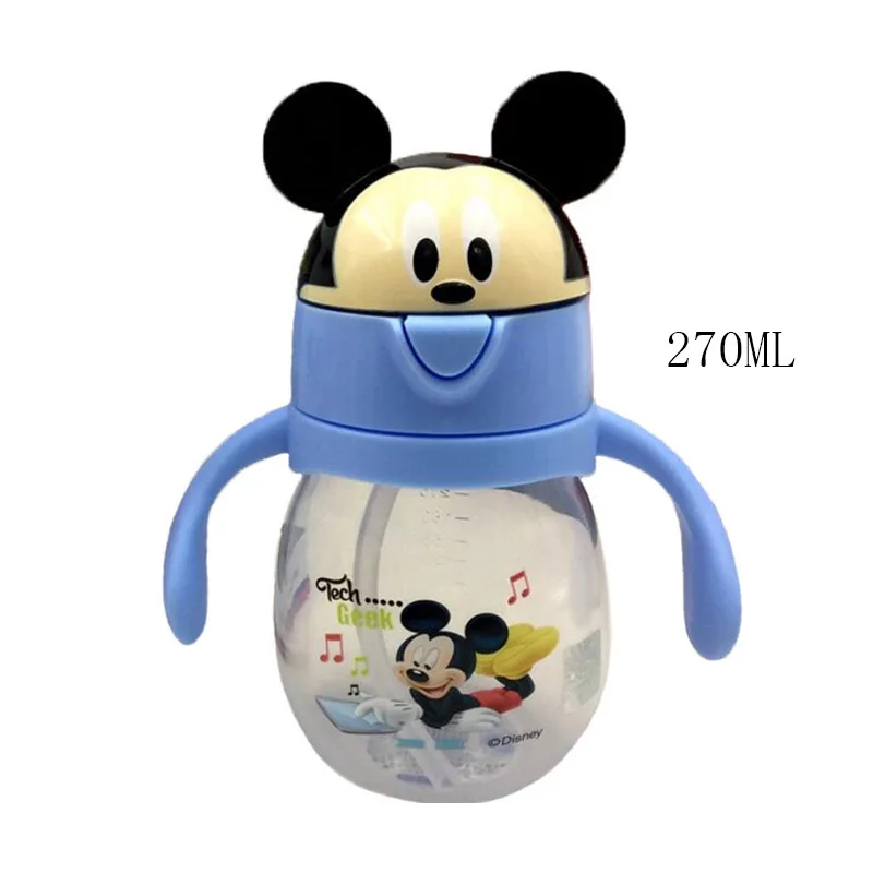 Disney 270ML Mickey Mouse Dieťa Kŕmenie Pohár Bezpečnosť detí, Slamy, Pitie Fľaša Baby Mickey Minnie Prenosné Pohár Narodeninám