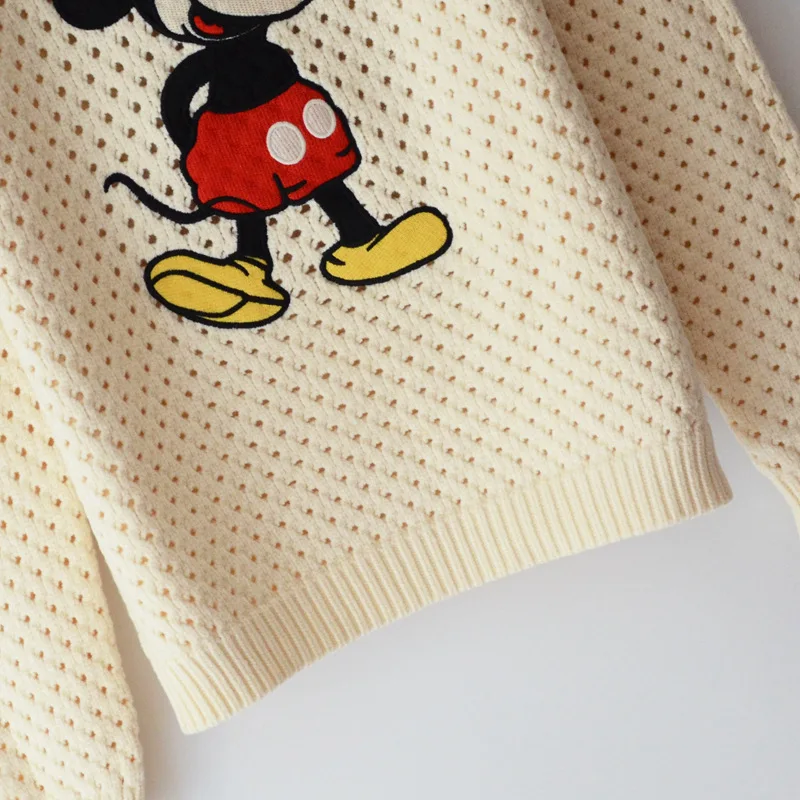 DISNEY GG spolupráce štýl mickey mouse ženy Duté cartoon Mickey bežné klope pulóver pletený sveter dámy hore