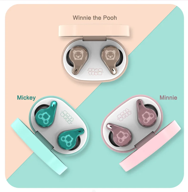 Disney make-up zrkadlo bezdrôtové Bluetooth slúchadlá in-ear športové bežecké hudby hovoriť stereo zátkové chrániče sluchu