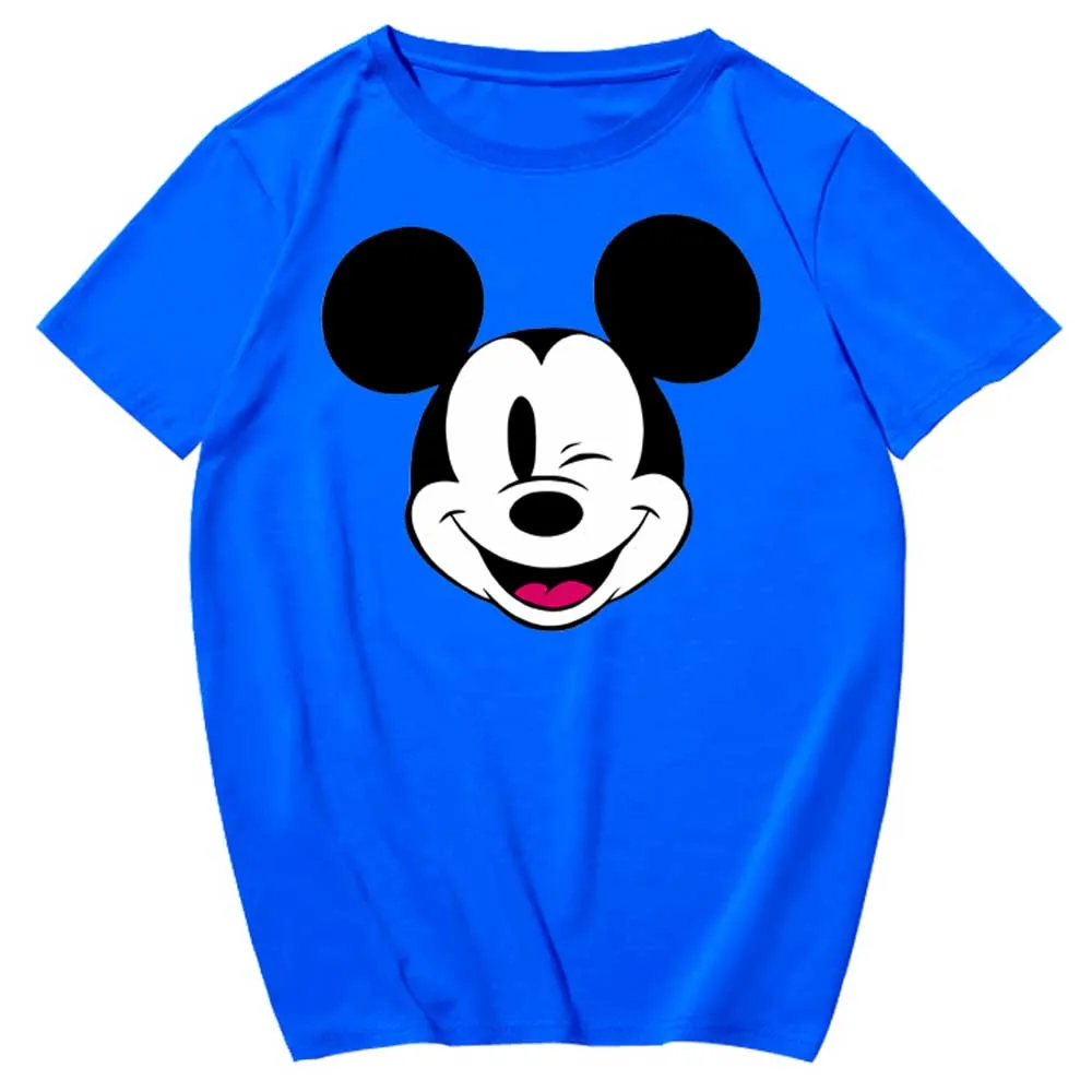 Disney Štýlový Mickey Mouse Karikatúra Tlače O-Krku Pulóver Kontrast Farieb Unisex T-Shirt Short Sleeve Tee Topy XS - 3XL 11 Farieb