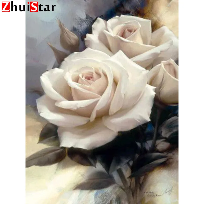 DIY 5D Diamond Maľovanie Mozaiky kvetu bielej ruže Ručné Diamond Cross stitch Nastaviť Diamond Výšivky domáce dekorácie XY1