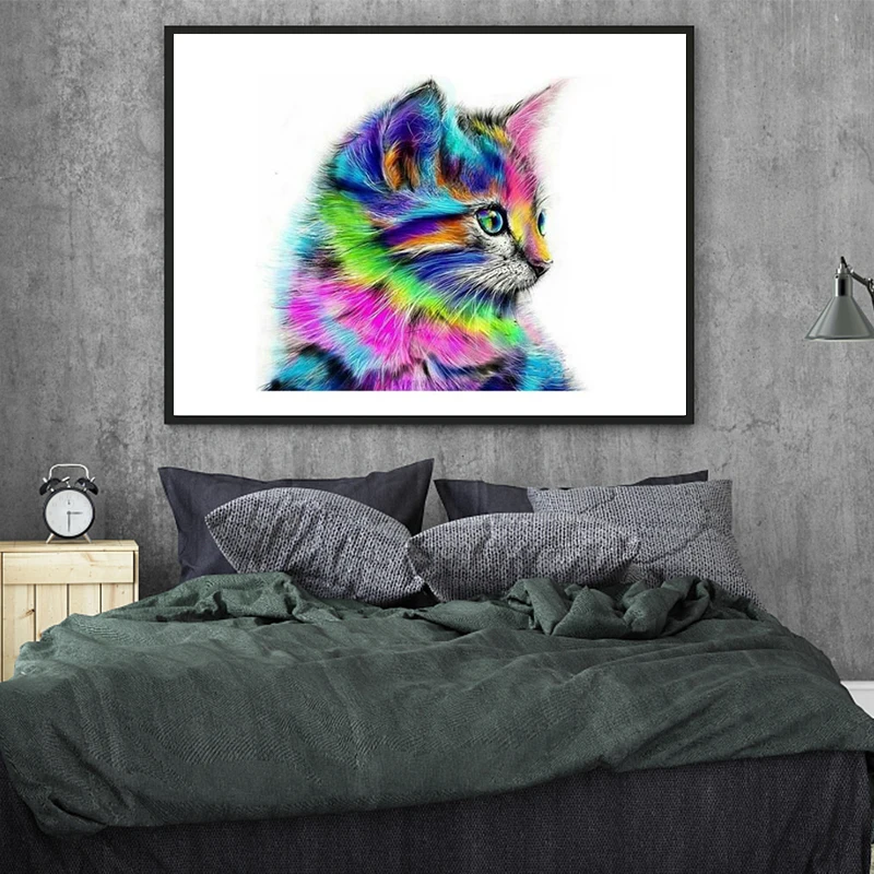 DIY 5D Módne Diamond Obrazy Plné Kolo Vŕtať Farba Zvierat Sova Mačka Cross Stitch Mozaikový Obraz Diamond Výšivky Domova
