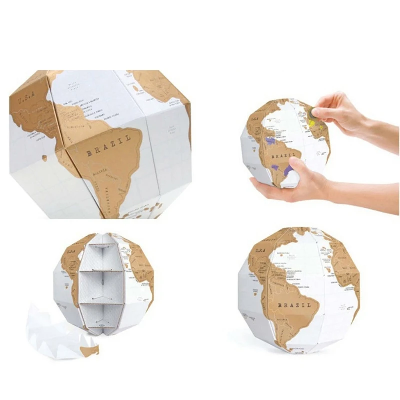 DIY Poškriabaniu 3D Mapu Papier Puzzle Pre Cestovanie Označenie Svete 3D Stereo Montáž Svete Mape Sveta Cestovných Dieťa Dieťa Hračku Darček