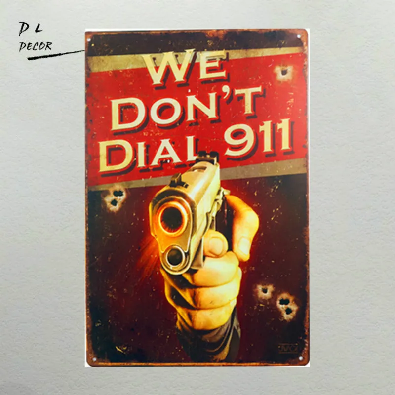 DL-Č Zasahujúce Prihlásiť nemáme Vytočiť 911 Ruke Zbraň Retail Store Business vonkajšie závesné Prihlásiť