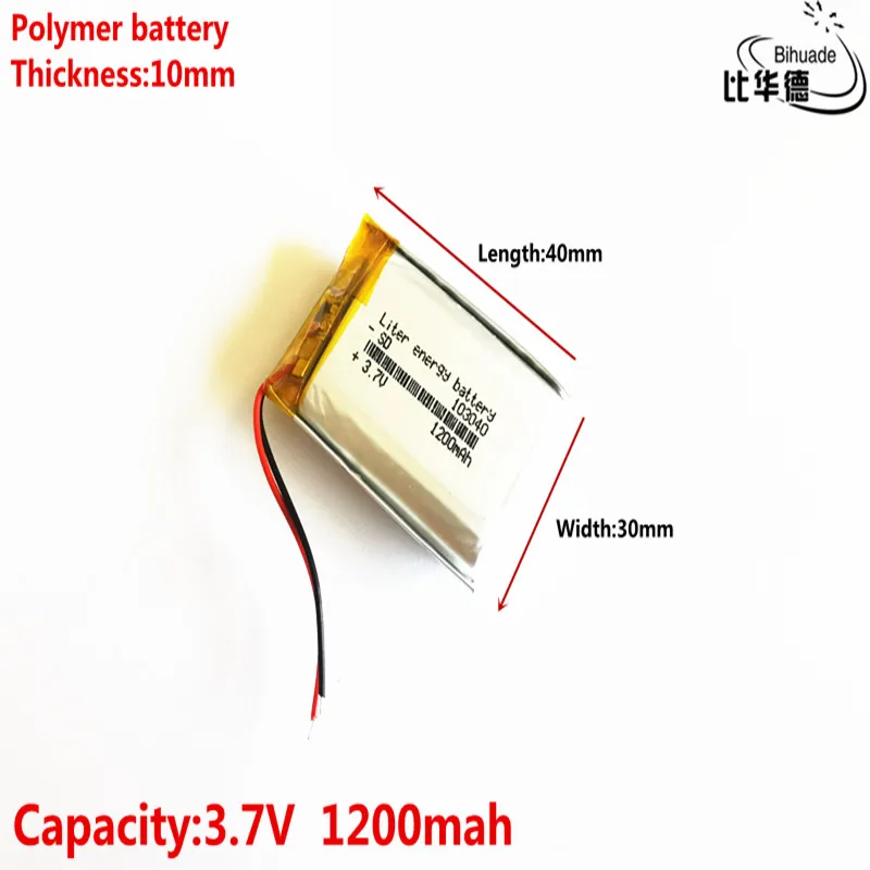 Dobrý Qulity Liter energie batéria 3,7 V,1200mAH 103040 Polymer lithium ion / Li-ion batéria pre tablet pc BANKA,GPS,mp3,mp4