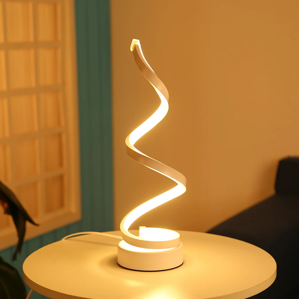 Domácnosti Nočné Svetlo Stôl Akryl Železa Zakrivené Osvetlenie Moderné LED Špirála Svetlo Spálne, Obývacia Izba, Stolové Lampy, Nočné
