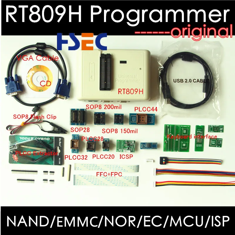 Doprava zadarmo Najnovšie Univerzálne RT809H EMMC-Nand FLASH Programátor+20 Položiek SOP8 flash Adaptér EMMC-NAND ANI lepšie ako RT809F