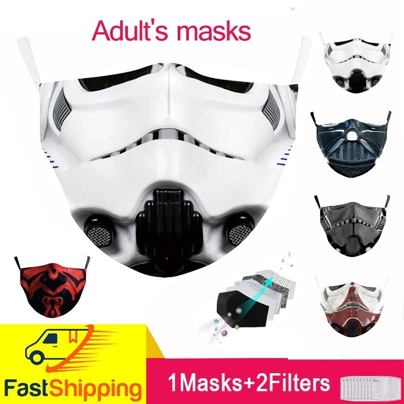 Dospelých 3D Vytlačené Úst Maska Star Wars Cosplay Maska pre Dospelých pm2.5 Umývateľný Maska Handričkou Opakovane Bočný Kryt Unisex Maska Mascarilla