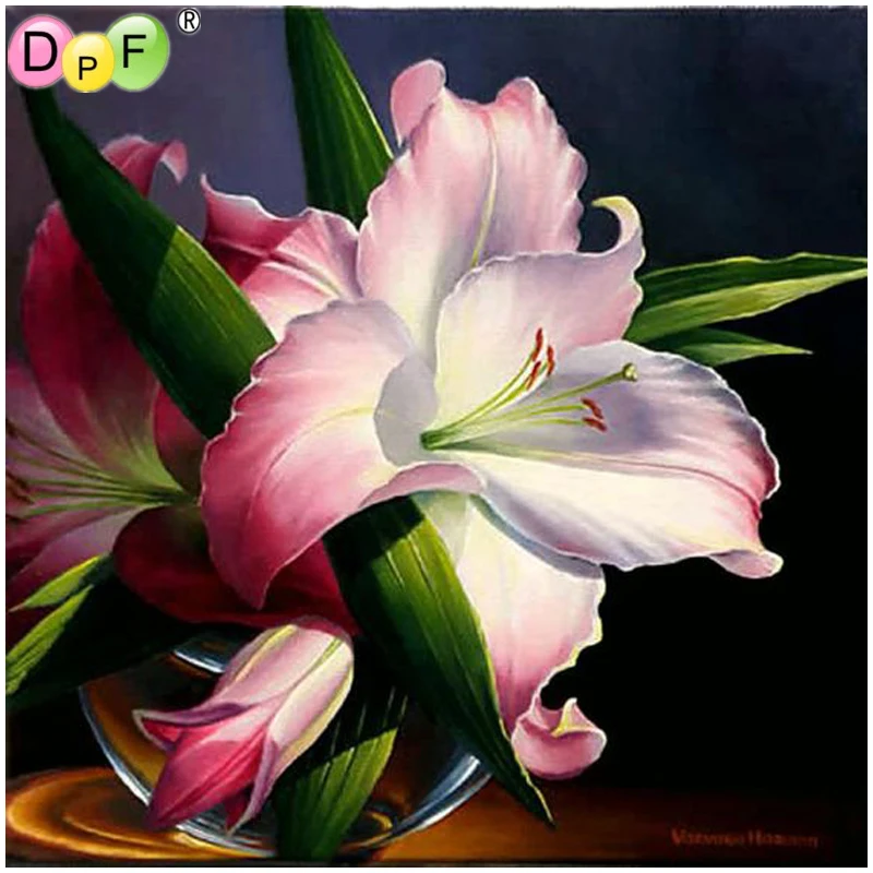 DPF Diamond výšivky Kvety Diamond Maľovanie Cross Stitch Vyšívanie domova remesiel darček DPF Diamond Mozaiky Kvety