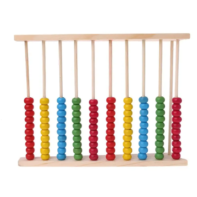 Drevené Abacus 10-riadok Farebné Korálky Počítanie Dieťa Matematické Vzdelávanie vzdelávacie hračka
