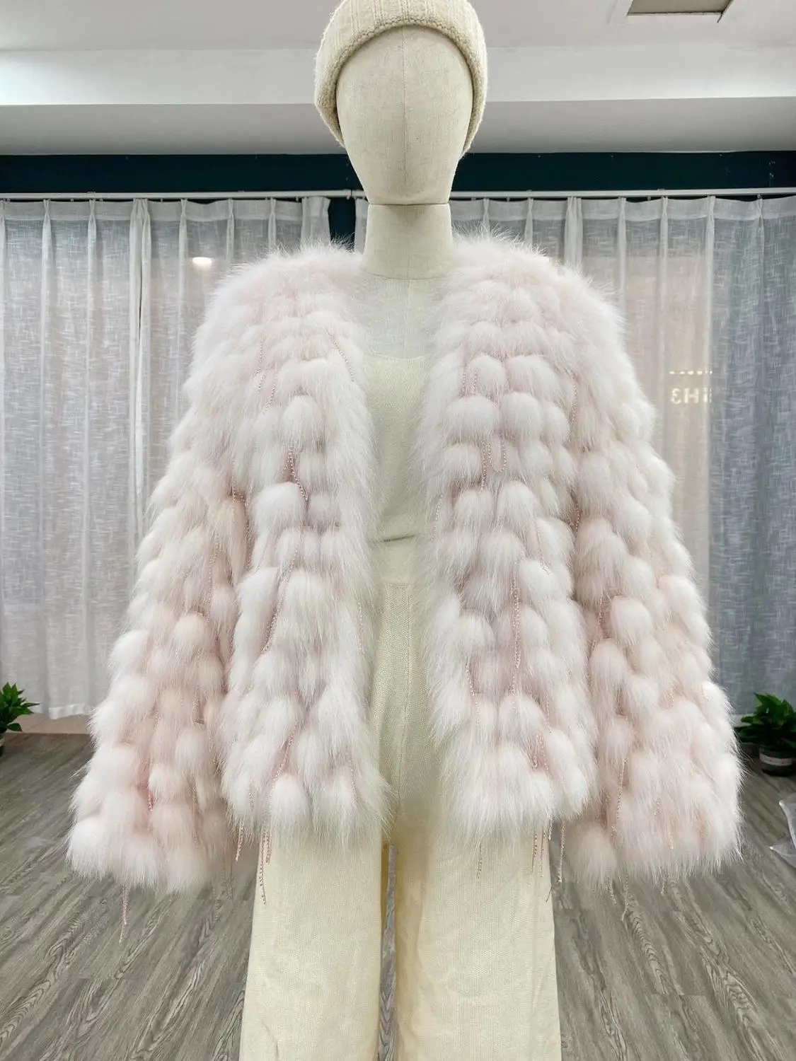 Dráhy luxusné dizajnér Lemovaný reálne líška srsť srsť ženy bežné V krku krátke fox kožušiny bunda zimná