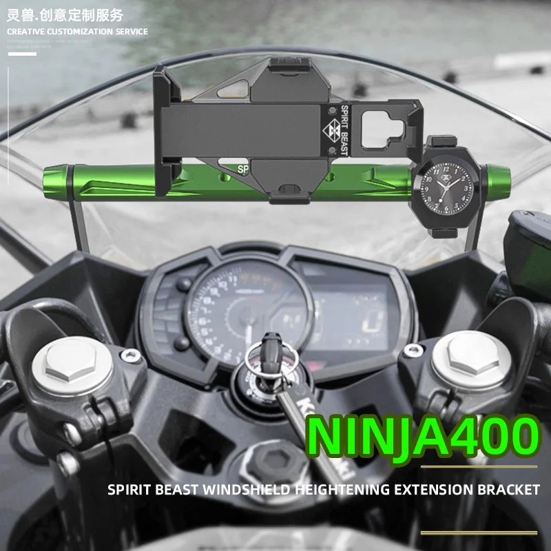 Duch Zviera Motocykel čelné Sklo rozšírenie na stenu Pre Kawasaki Ninja 400 Deflektor Čelné sklo mount telefón GPS držiak