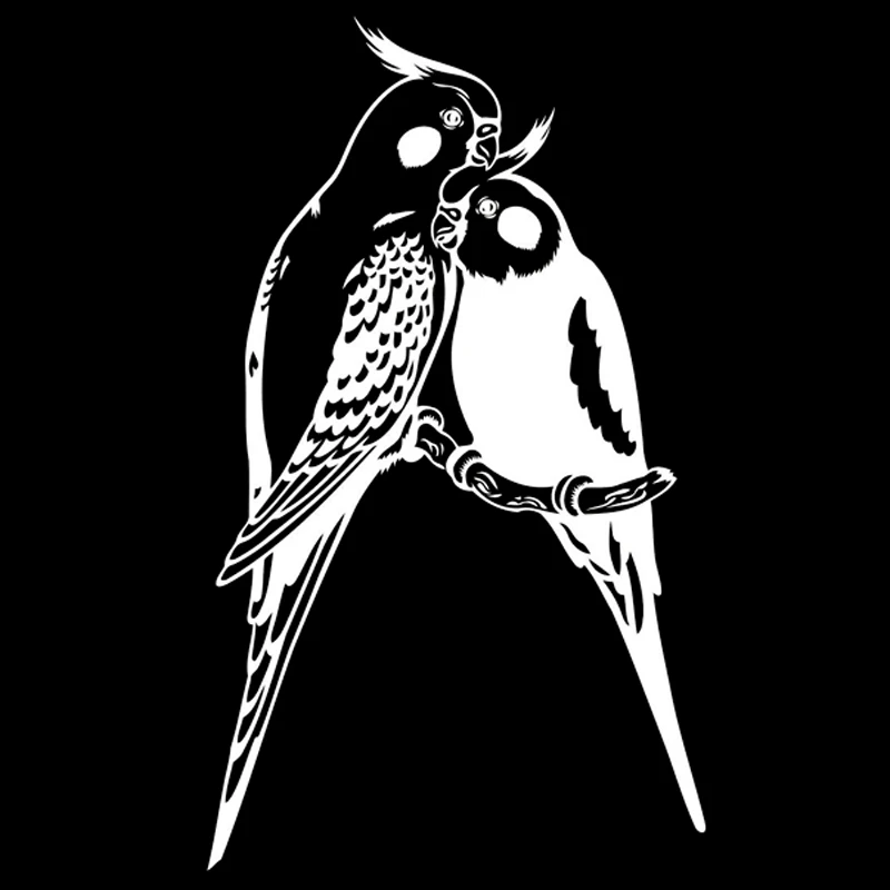 Dve Papagáj Milovníkov Vtákov Zaujímavé Obtlačky Auto Okno Dekorácie Osobnosti Nepremokavé Pvc Nálepky Čierna/biela, 20 cm*12 cm