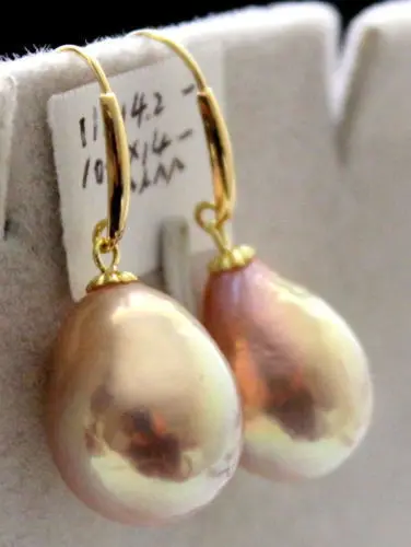 Dvojica 16 mm prírodné south sea pink pearl náušnice