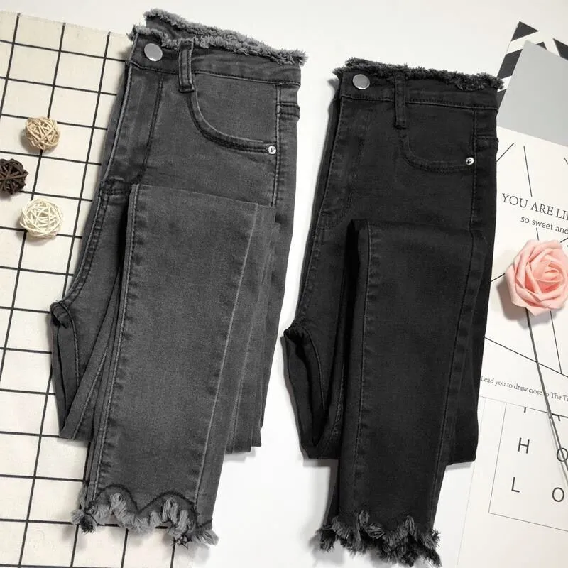 Dámske džínsy mama džínsy 2020 nový high-pás kórejská verzia veľké veľkosti, bola tenká čierna tesný nine-point nohavice