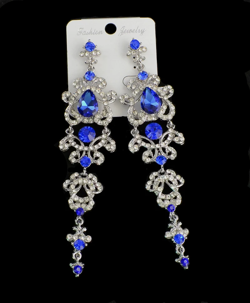 Dámske Módne Luxusné Drahokamu Crystal Kvetinové Svadobné farby Luster Drop Náušnice Pre Svadobné Veľké Dlhé Náušnice, Šperky