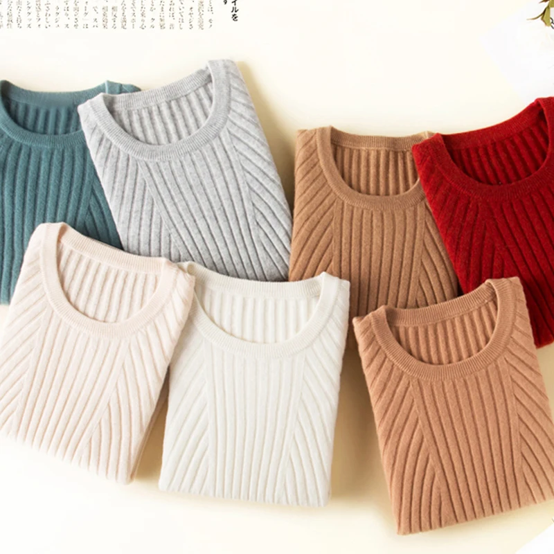 Dámy okolo krku sveter voľné vonkajšie nosenie nové jesenné a zimné cashmere sveter pulóver hrubé pletené krátke tričko base