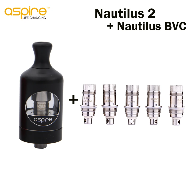 E-cigareta Aspire Nautilus 2 Nádrže Rozprašovač a 5 ks Nautilus BVC Cievka 0.7 ohm 1.8 ohm pre Zelos Mod Elektronická Cigareta Vape