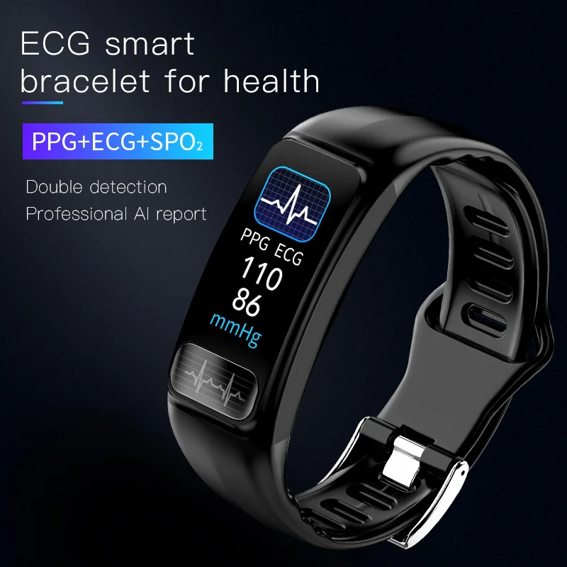 EKG + PPG P12 Smart Hodinky Športové Bluetooth potítka Monitorovanie Srdcovej frekvencie Správu, Hovor Pripomenúť, Šport Inteligentný Náramok Android IOS