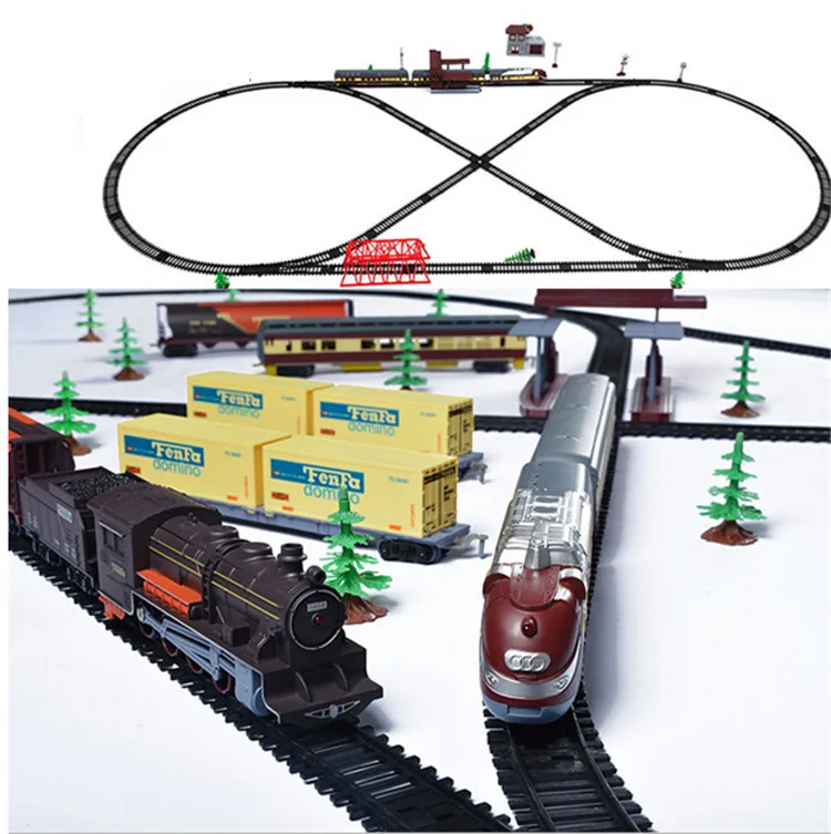 Elektrický vlak hračky Super dlhé trate set so svetlo, zvuk Classic/Moderné lokomotívy vlaku, hračky pre deti, chlapci darček