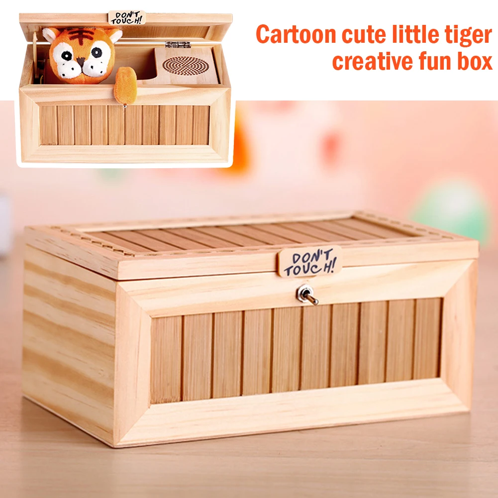 Elektronické Drevené Zbytočné Box Roztomilý Tiger Zábavné Hračky Darček so Zvukom pre Chlapec a Deti interaktívne hračky Stres-Zníženie Stôl Dekor