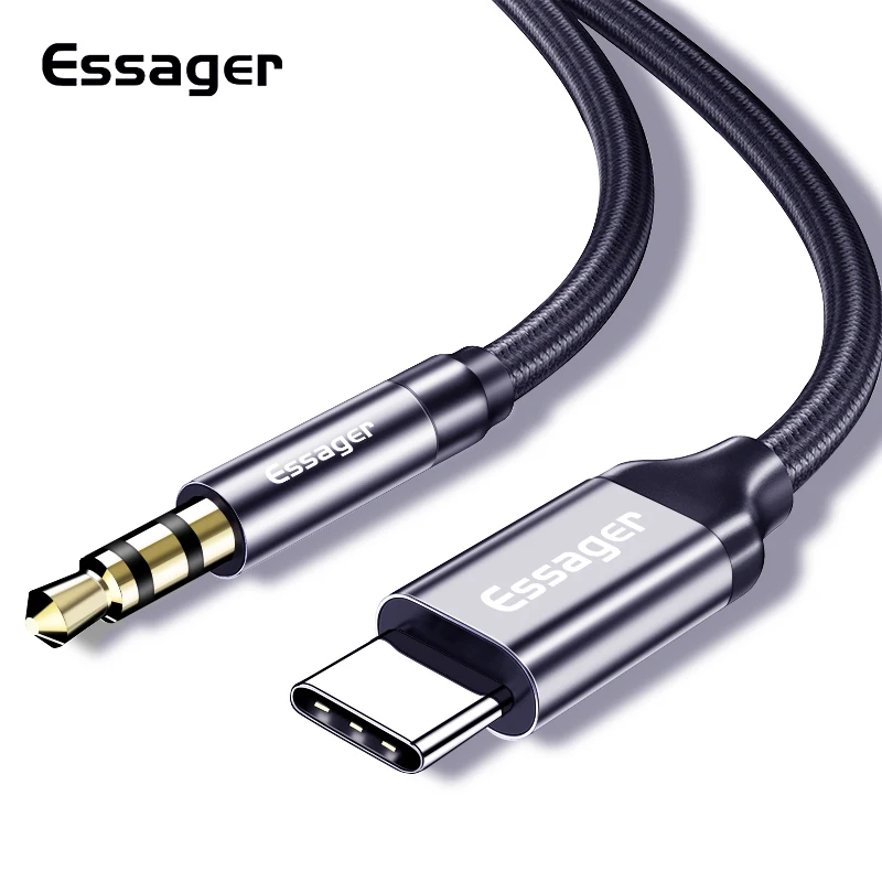 Essager USB Typu C na 3,5 mm Jack Samec AUX Audio Kábel USBC Adaptér Pre Slúchadlá Slúchadlá Aux Kábel Pre Samsung S10 S20 Xiao