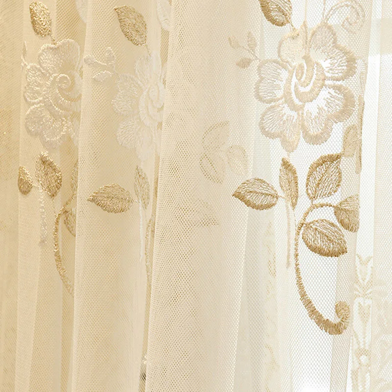 Európa Luxusné Béžová Opony Úplnej Kvet Opony Voile pre Obývacia Izba Okno Opony Panel Grdient Tylu Spálňa WP364*2-40