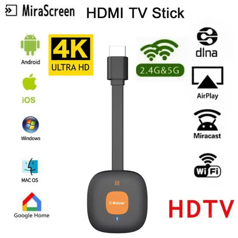 EzMira 5G 4K HD Bezdrôtové pripojenie HDMI, Wifi Display Prijímača Zrkadlo Obrazovke Miracast Airplay Media Stream HDTV Dongle chrome/Domovská stránka Google