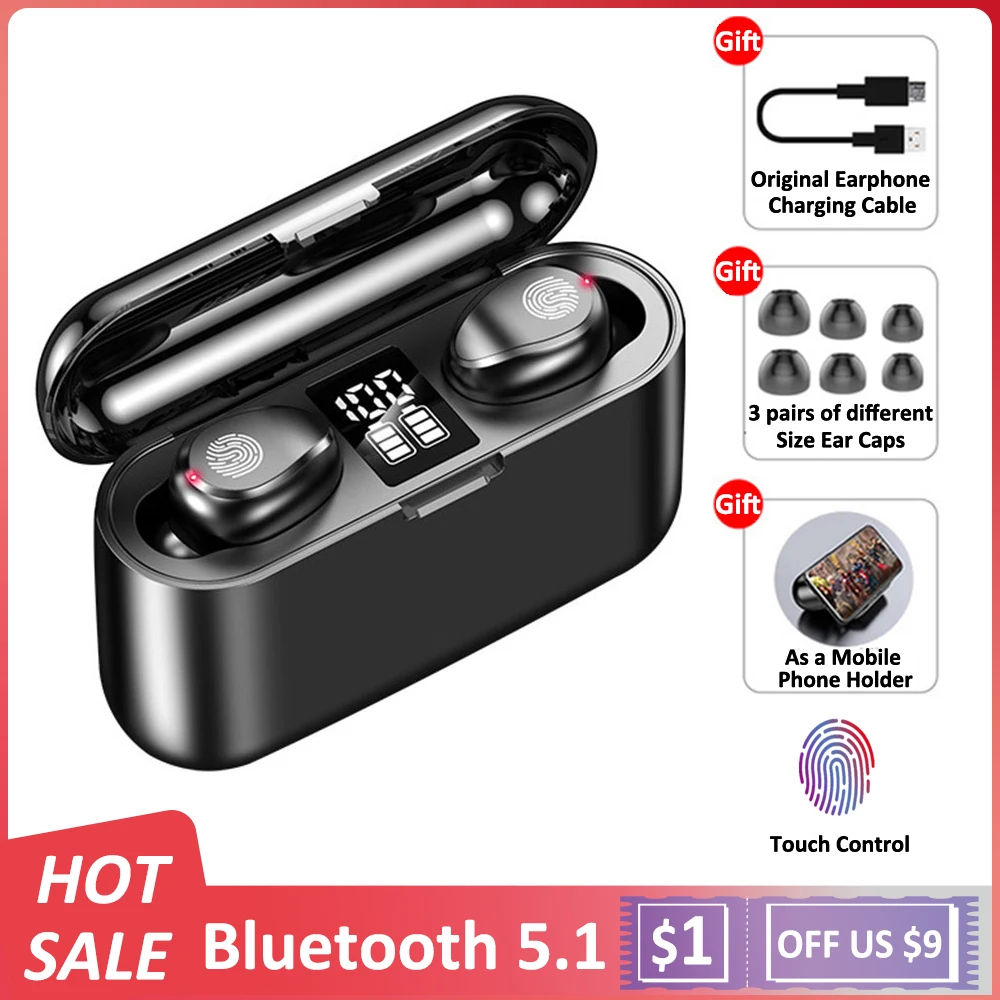 F9 TWS Bluetooth V5.1 Slúchadlá Bezdrôtové Slúchadlá Slúchadlá s Mikrofónom Bezdrôtová Dotyková Headset 9D Hifi Športové Vodotesné Slúchadlá