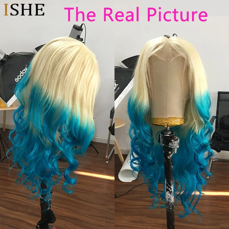 Farebné 613 Modrá Krajky Ľudské Vlasy Parochňa S Baby Vlasy Glueless 13x6 Transparentné Švajčiarskej Čipky Dopredu Parochne Telo Vlna Ľudských Vlasov