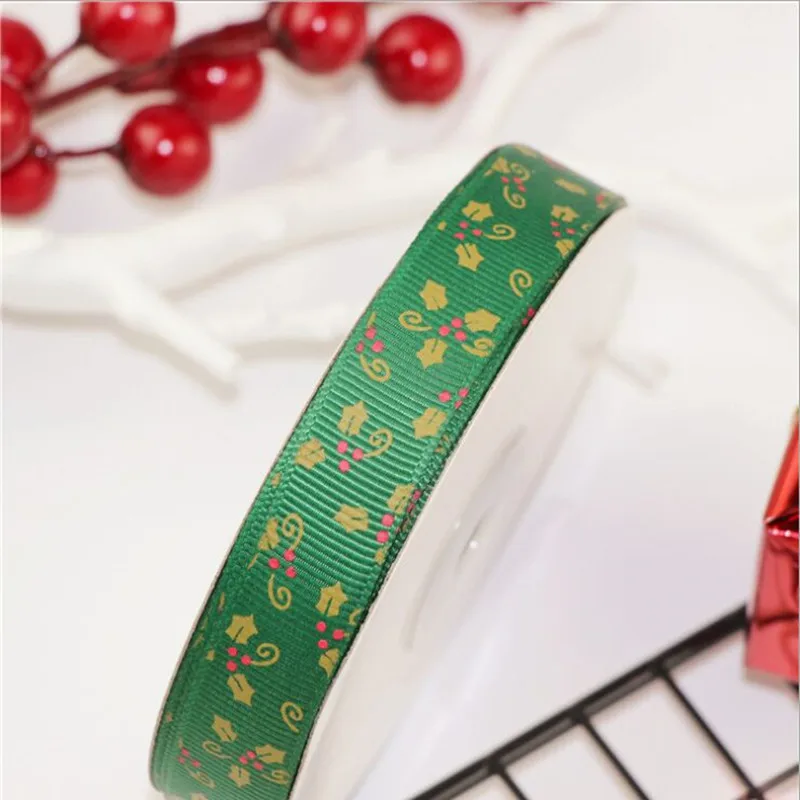 Feiluan uložiť nový kórejský web Vianočné červené /zelené vlákno listy darčekové balenie pásky dodávky zdobiť stuhy 22m široké 1,5 cm