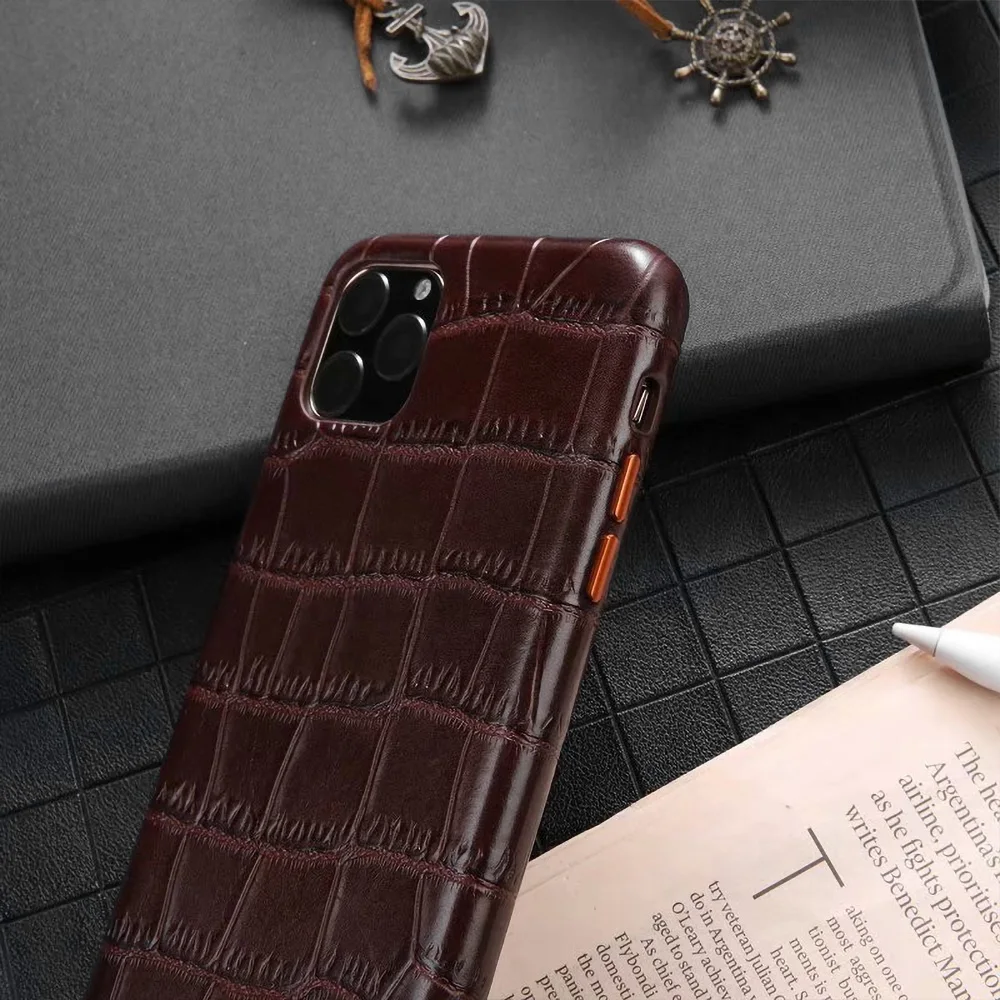 Fetálny Cowhide puzdro pre iPhone 11 Prípadoch Krokodíla Vzor Luxusné Originálne Kožené Telefón puzdro Pre iPhone 11 Pro Max Zadný Kryt