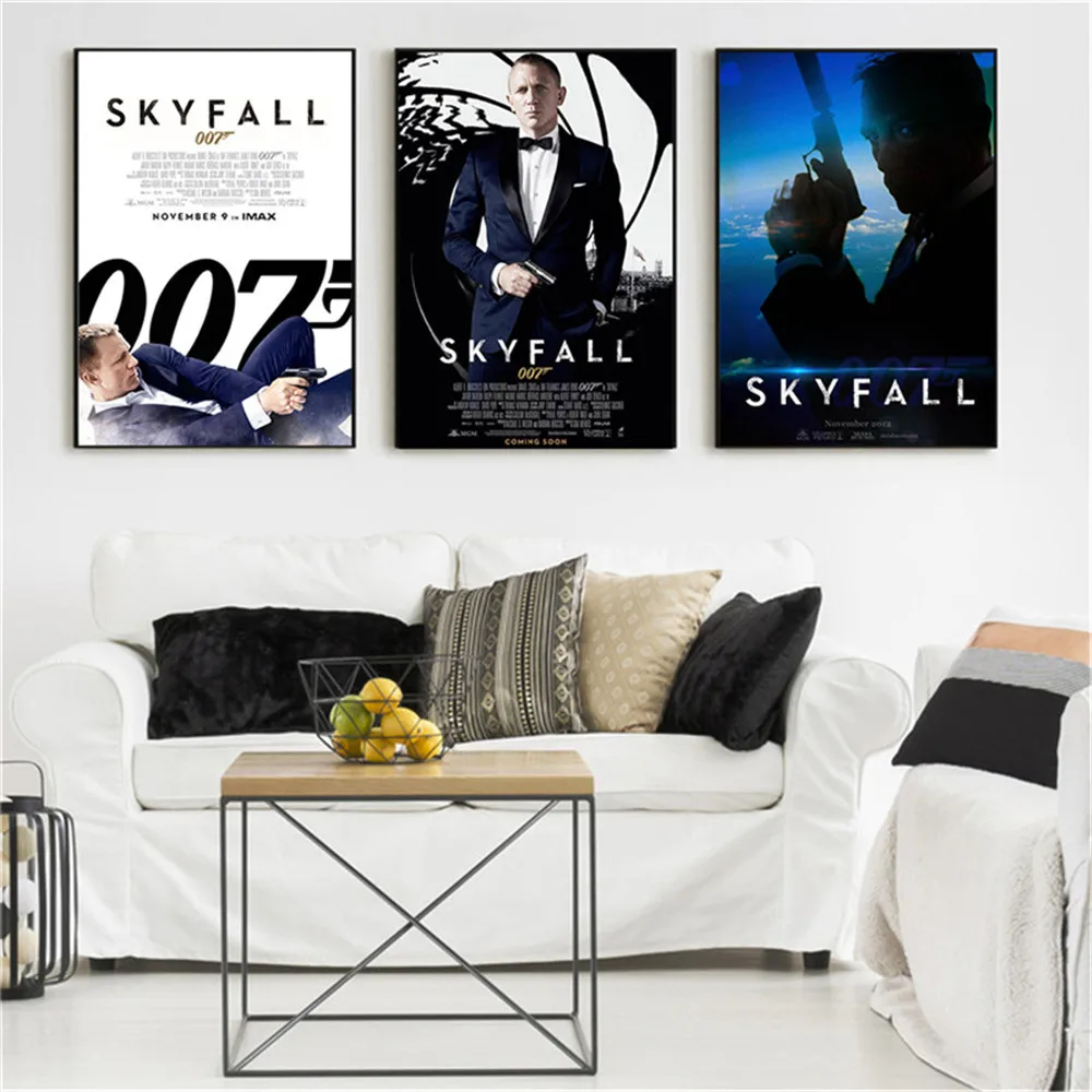 Filmový Plagát 007 SKYFALL Wall Art Plátno Tlačiť James Bond obrazov na Stenu pre Obývacia Izba Domova Bar Dekorácie