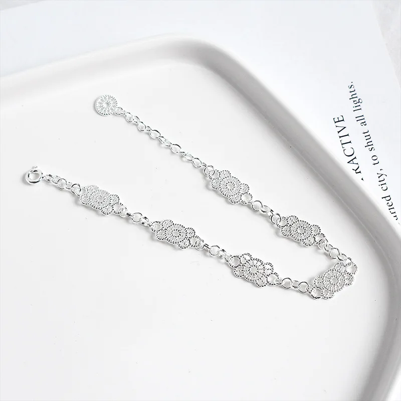 Flyleaf Elegantnej Čipky Reťazca 925 Sterling Silver Náramky Pre Ženy Móda Jemné Šperky, Náramky & Bangles Osobné