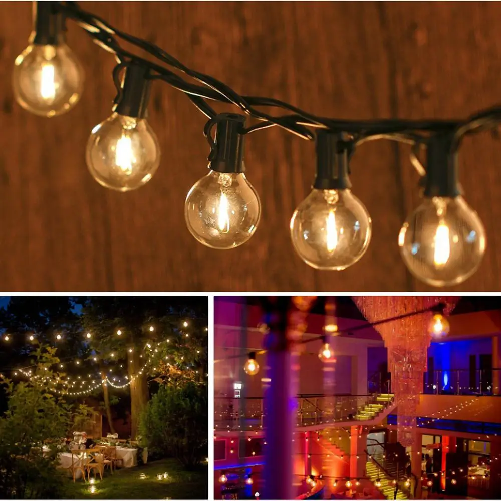 G40 LED Reťazec Svetlo s 25Ft Jasné Svete Žiarovky Visí Indoor & Outdoor Nepremokavé Dekoratívne, Terasa, Záhradné Osvetlenie, Dekorácie
