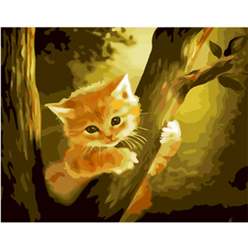 Gatyztory 60×75 cm Zvieratá DIY Maľovanie Podľa Čísel HandPainted Mačka olejomaľba na Plátne Farbivá Domáce Dekorácie