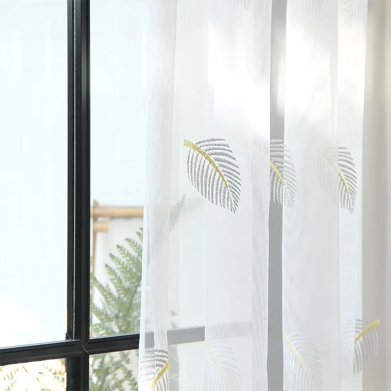 Geometrické Priesvitné Závesy pre Obývacia Izba Dekorácie Vlna Vzor Vyšívaný Tyl Textílie, Nordic Štýl Kuchyňa Voile Opony