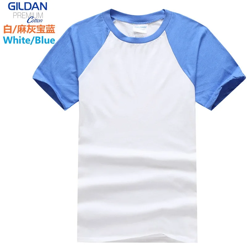 GILDAN 765000 Mužov Bavlna tričká Patchwork Krátky Rukáv T Shirt Mens Topy Tees Základné TShirts Prispôsobené Logo Tlač