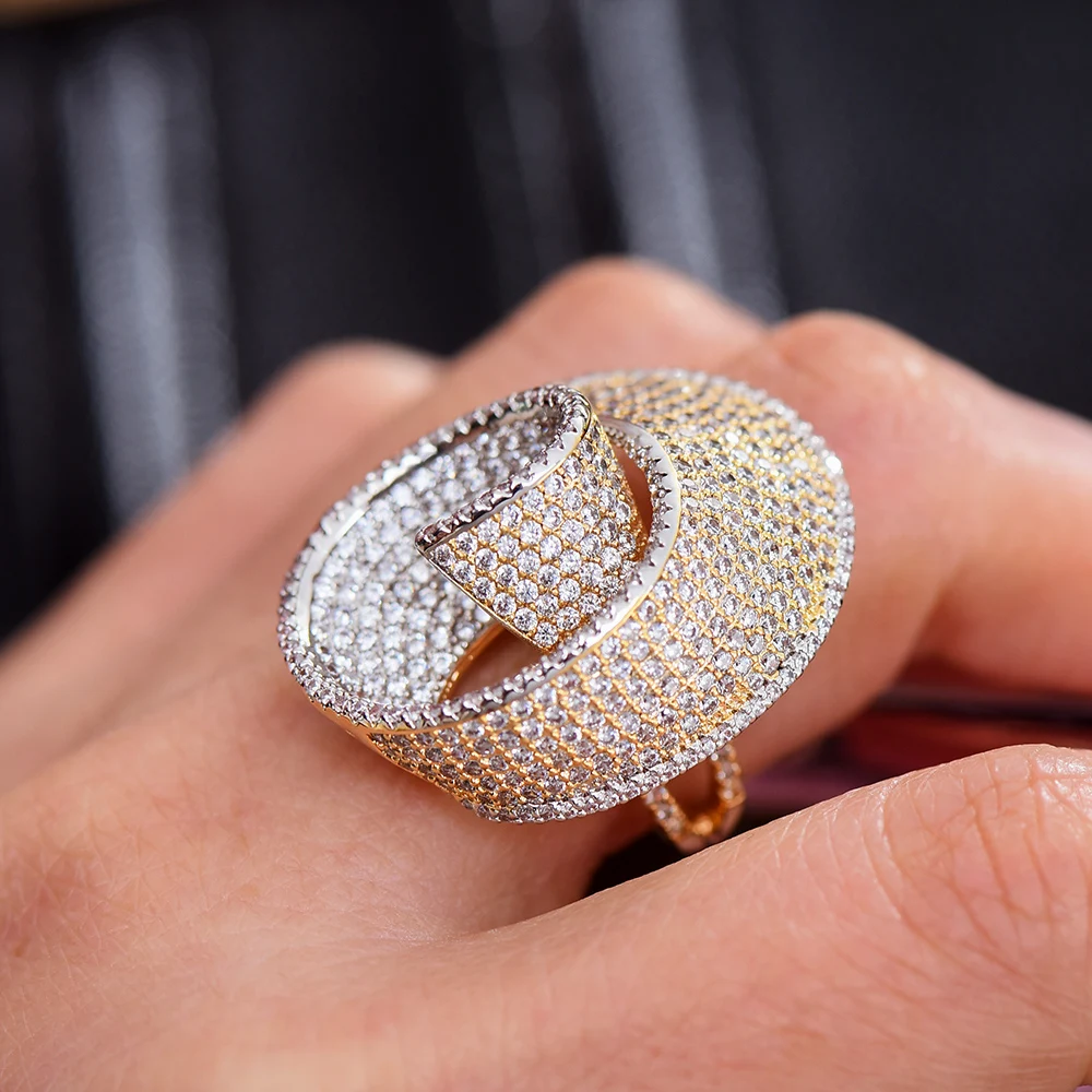 GODKI Luxusné Tornádo Dizajn Odvážne tvrdenie Prstene so Zirkónmi Kamene 2020 Ženy Zapojenie Strana Šperky Vysokej Kvality