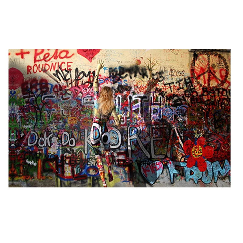 Graffiti, Street Sexy dievča na stenu Plátno na Maľovanie Plagátu a Tlačí na Steny Umenie Fotografie pre Obývacia Izba dekorácie interiéru