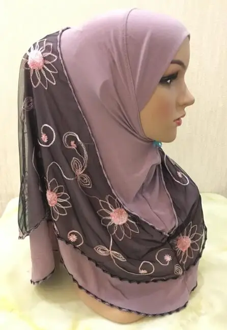 H1237 najnovšie moslimských jeden kus amira hidžáb s jedným emberoidery vrstva,islamská šatka,rýchle dodanie